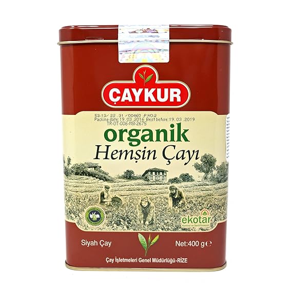 CAYKUR Organic Hemsin Black Tea, Premium Certified Turkish Loose Leaf Tea, Natural, Additive-Free, Grown in the Hemsin Organic Farming Basin, can 400gr / 14.1 oz