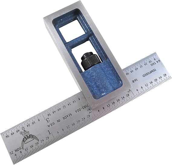 PEC Tools 7104-164 4" 16R Double Square, reads 32nds, 64ths, 50ths, 100ths.
