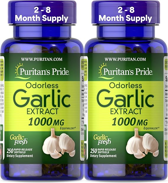 Puritan's Pride Premium Odorless Garlic, 250 Rapid Release Softgels
