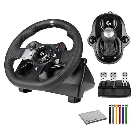 Logitech G920 Driving Force Racing Wheel for Xbox Series X|S, Xbox One, PC, Mac, Dual-Motor Force Feedback, Paddle Shifters, Leather Wheel & Responsive Pedals G Driving Force Shifter + More