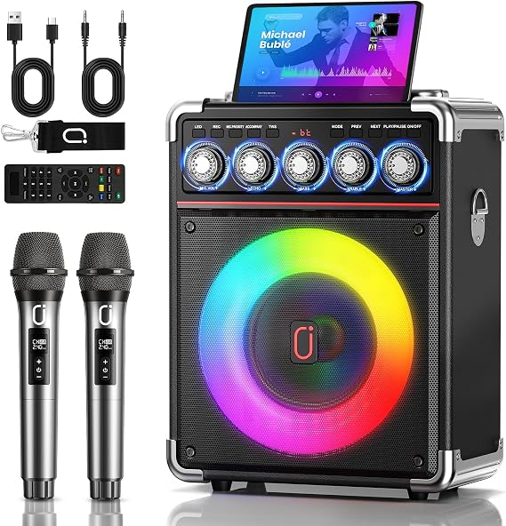200W Karaoke Machine with Premium Wood Cabinet for Powerful Sound