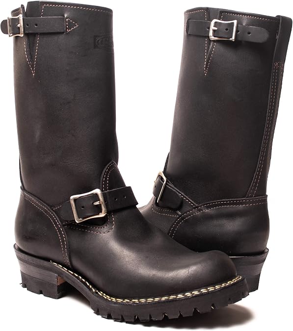 Wesco 11" Boss Engineer 1-Strap WideCalf Black Leather Boots USA