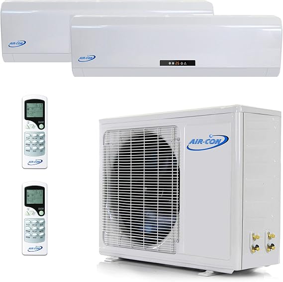 2 Zone Mini Split - 12000 + 12000 Ductless Air Conditioner - Pre-Charged Dual Zone Mini Split - Premium Quality - USA Parts & Awesome Support