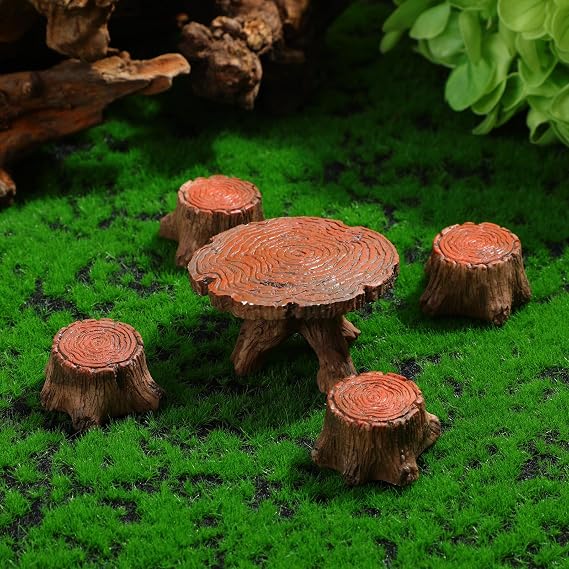 5 Pcs Miniature Table and Chairs Set Ornaments Kit Fairy Garden Accessories