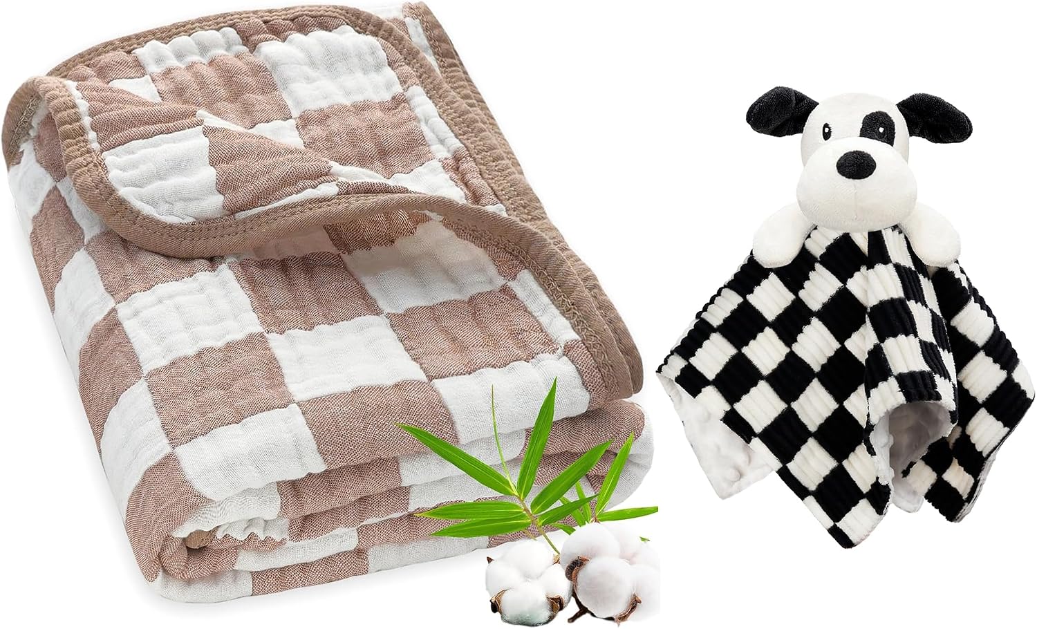 Ultra Soft Muslin Baby Blanket Neutral Versatile 6 Layers SwaddlePuppy Baby Security Blanket for Boys Girls