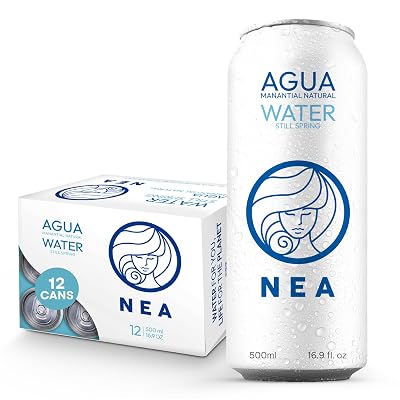 NEA Canned Water - Austrian Alps Spring Mineral Can Water in Aluminum Cans - Plastic Free BPA Free 16.9oz 1 Case - Pack of 12