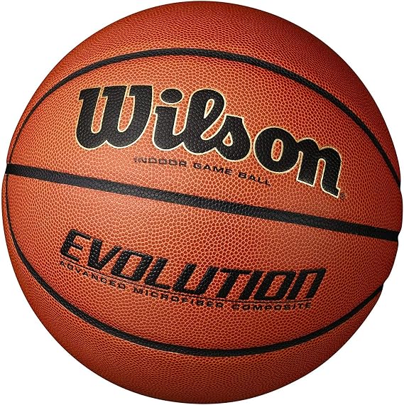 Wilson Indoor Basketball, Sports Flooring, Granular, PVC or Linoleum Floors, Size 6, For ages 6-12, Evolution Game Ball, Orange, WTB0516