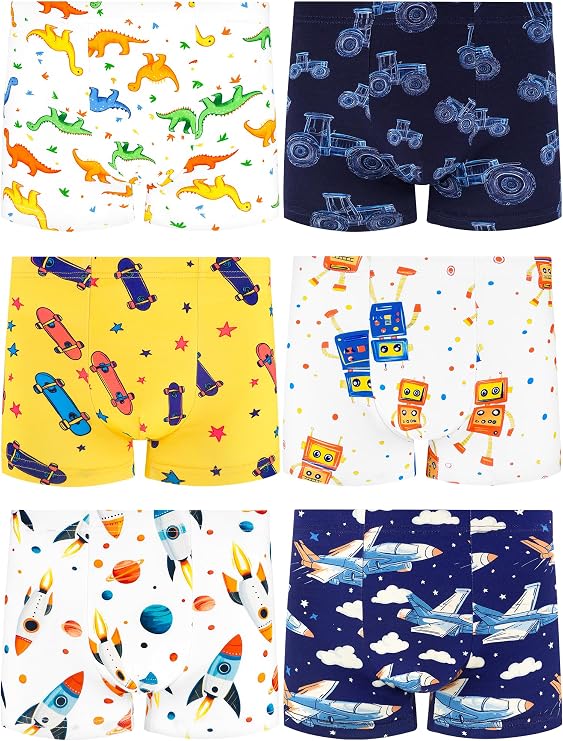 Boys Underwear,Soft Cotton Tagless Breathable Boxer Briefs,Multi-Pack,2-12Y