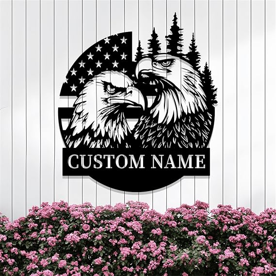 Personalized US Eagle Couple Metal Signs for Outdoors,Custom Modern House Numbers,Decorations for Living Room,Entryway,Porch,Basement,Home Decor Wall,Housewarming Gift,Wedding Gift