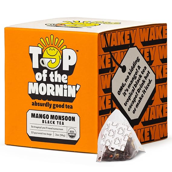 Top of the Mornin' Mango Monsoon Black Tea By Jacksepticeye | Black Tea With Hints of Mango and Calendula | Pyramid Tea Bags | 22 Count