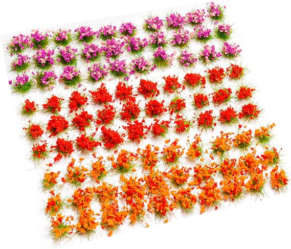 90 Pcs DIY Miniature Colorful Flower Cluster Flower Vegetation Groups Static Grass Tufts for Train Landscape Railroad Scenery Sand Military Layout Model Miniature Bases and Dioramas