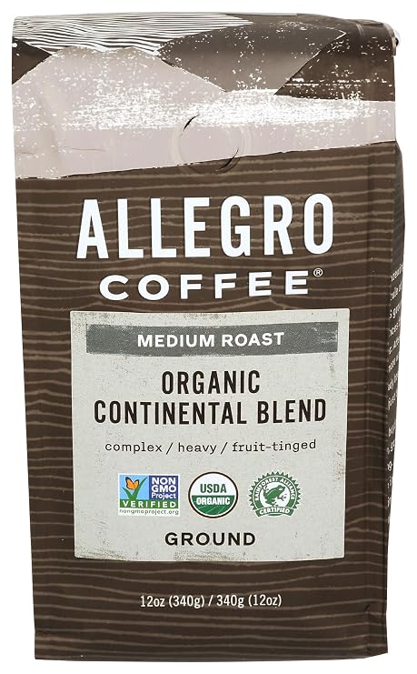 Allegro Coffee Organic Continental Blend Ground Coffee, 12 oz