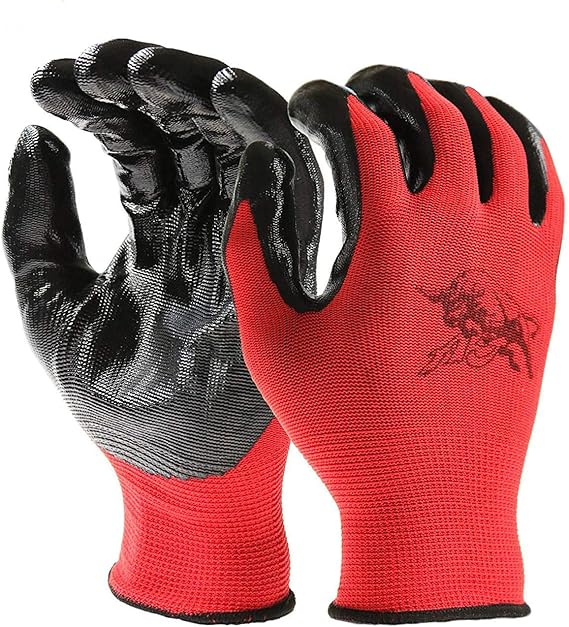 Eldorado Multipurpose Work Gloves with Nitrile Coated Grip, Color: AJ Red