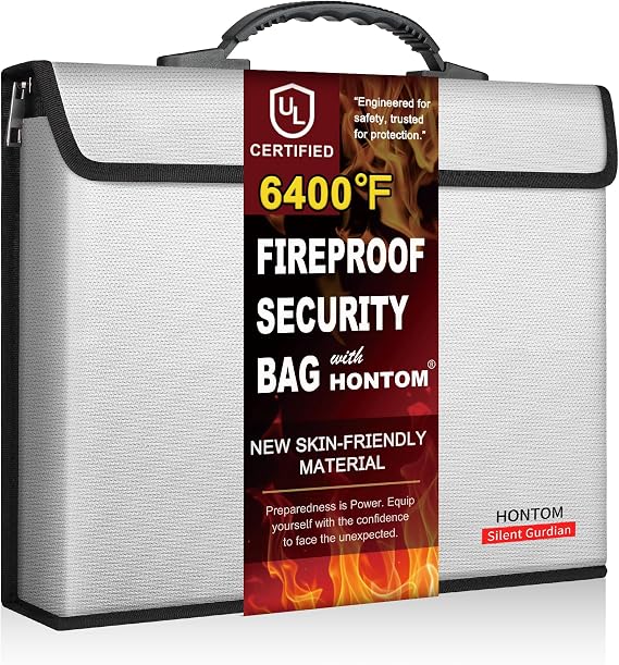 Hontom 6400F Fireproof Document Bag with 2 Pockets