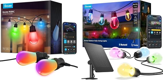 Govee Smart Outdoor String Lights H7015 Bundle Outdoor Solar String Lights 33ft