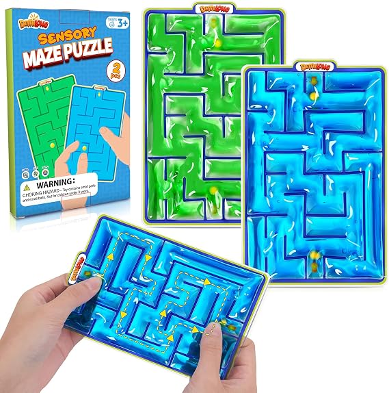 Sensory Toys Fidget Marble Maze - 2 Pack Gel Filled Sensory Item for Kids