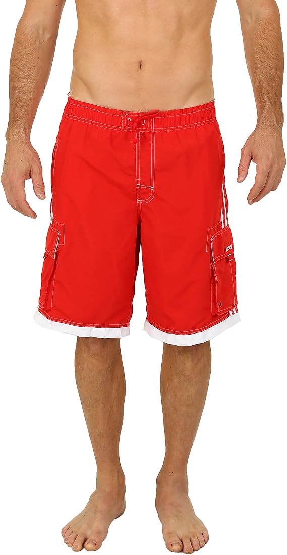 UZZI Men's Relax Long Cargo Swim Trunks