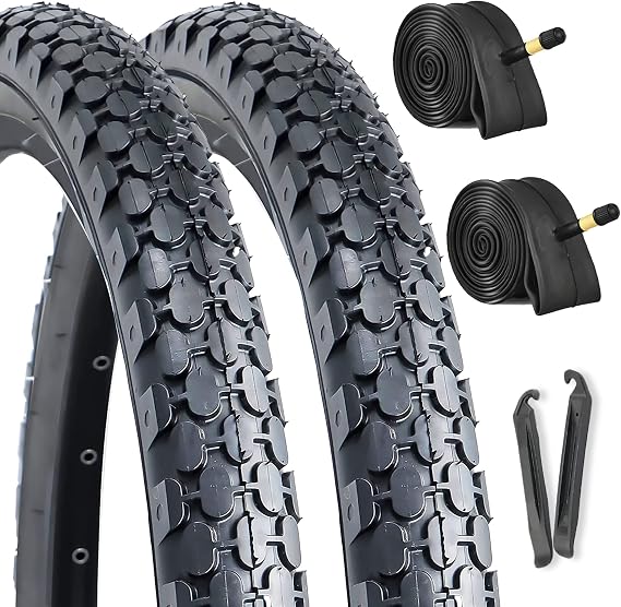 Hycline 2-Pack Cruiser Bike Tires Set: 24/26x2.125 inch Folding Replacement High-Performance Wear-Resistant Tires with Inner Tubes & Tire Levers for Beach & Urban Commuter Bikes