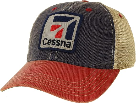 Cessna Aviation Logo Patch Trucker Cap by Aeroplane Apparel Co. Blue