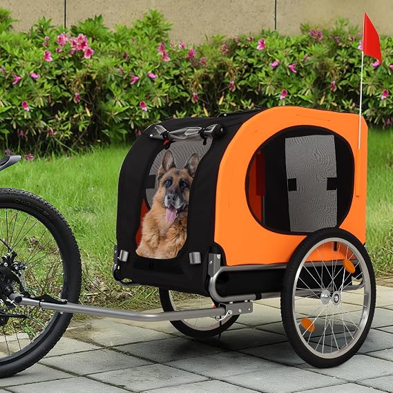 Dog Bike Trailer, Supports up to 88 lbs, Pet Bicycle Carrier, Easy Folding Cart & Quick Release Wheels, Washable Non-Slip Lining,Universal Bicycle Coupler for Small/Medium Pets