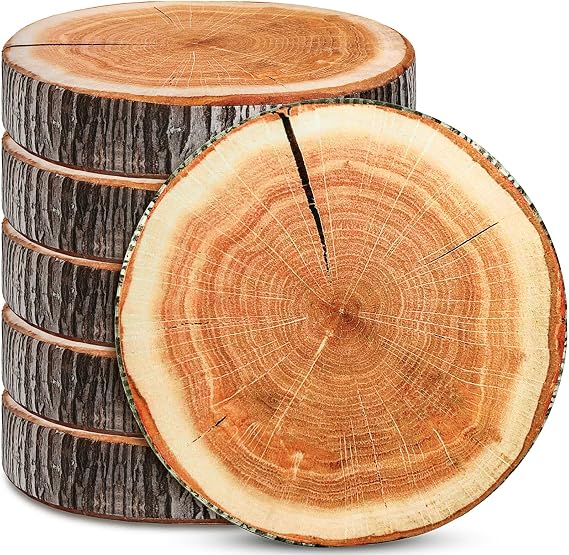 6 Pcs Round Throw Pillow Wood Slice Tree Stump Floor Cushion, Bedroom Decor