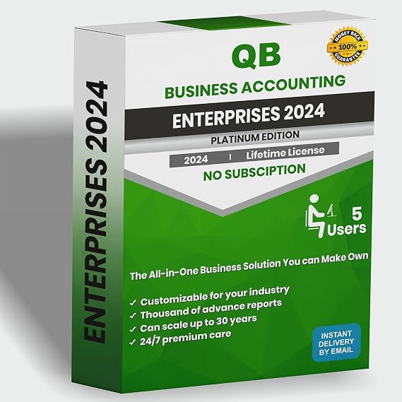 QB - Enterprise Solutions 2024 Platinum | 5 Users | for PC not for Mac | Instant Message Delivery (12 hrs) | No DVD
