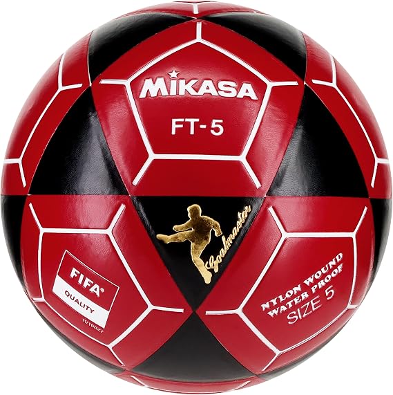 Mikasa FT5A-BKR-W Goal Master Soccer Ball, Black/Red, Size 5(FIFA Quality/Footvolleyball)