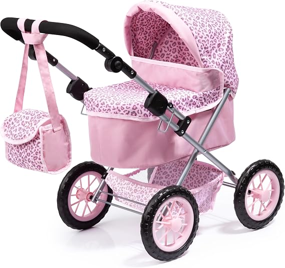 Bayer Trendy Doll Pram, Pink Animal Stroller for Dolls up to 18 in