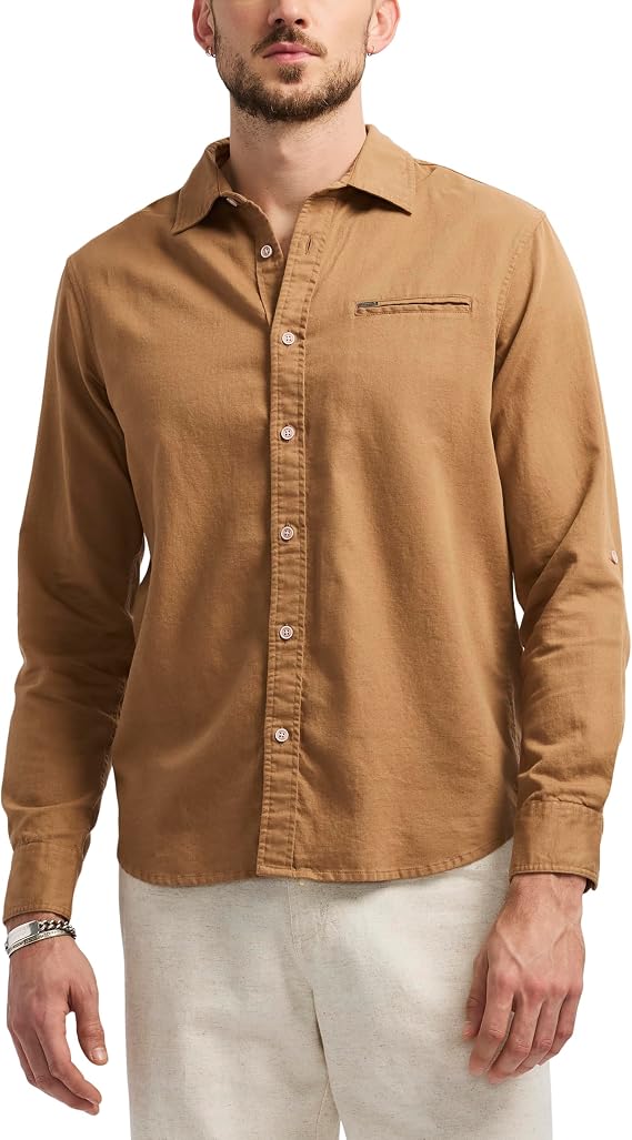Buffalo David Bitton Men's Long Sleeve Twill Button Down Light Weight Shirt
