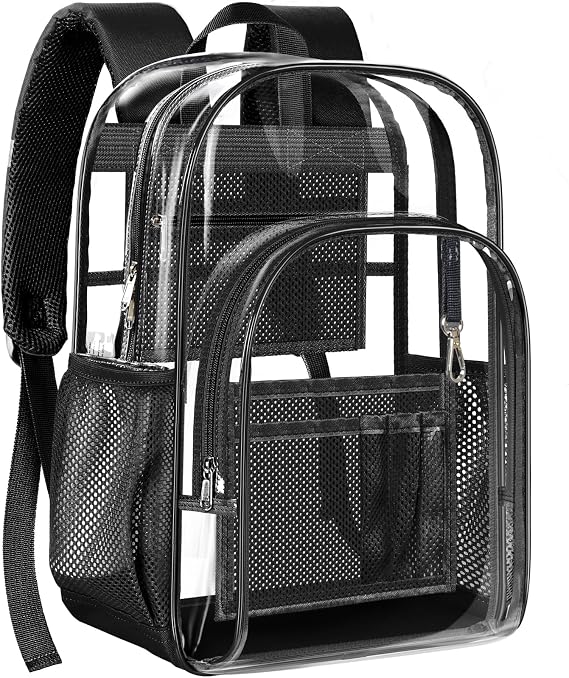 PAMANO Clear Backpack, Heavy Duty Transparent Reinforced Bottom See Through for College, Travel Work Security