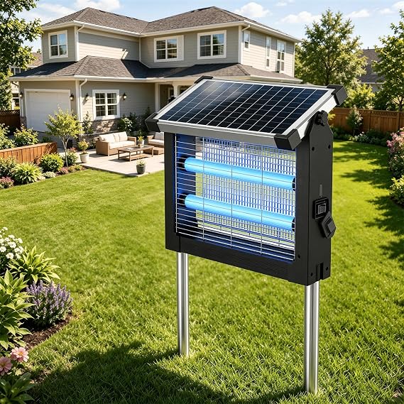 Solar Bug Zapper Outdoor, 4500V Mosquito & Fly Zapper with UV Light, Smart Auto Mode, 4000mAh USB-C Rechargeable Cordless Mosquito Killer Lamp, IP66 Waterproof for Patio Backyard Garden Camping