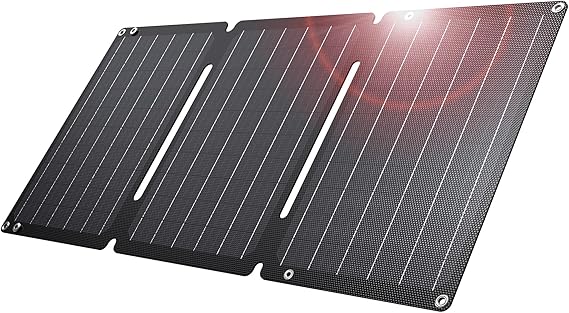 BigBlue 30W Portable Solar Panel with Fast-Charging USB-A/USB-C/DC Outputs | IP68 Waterproof, Folding and Lightweight, Camping/Backpacking Solar Panel Charger for iPhone, Samsung, LG, iPad, Power Bank