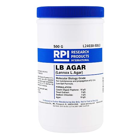 LB Agar, Low Salt Formula, Powder [Lennox L Agar], 500 Grams