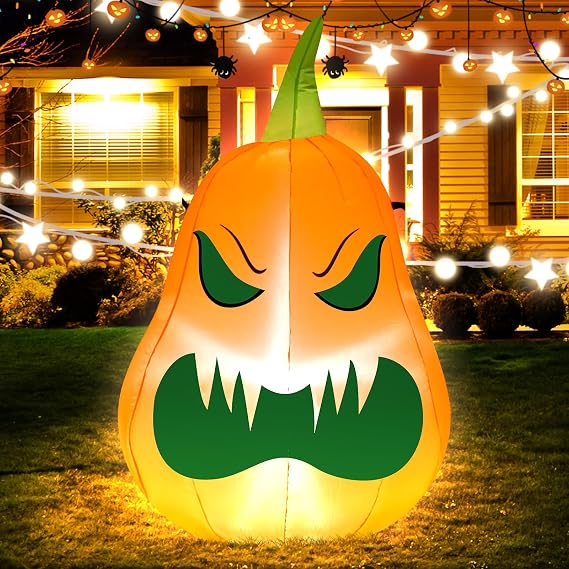 4FT Pumpkin Halloween Inflatable Decor Blow Up Decoration with LED Lights | Perfect for Halloween Parties Holiday Indoor Outdoor Yard Graden Inflatable Decoration