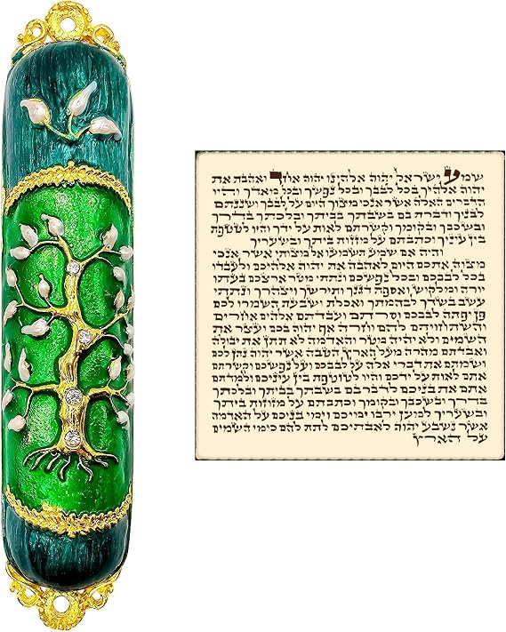 TALISMAN4U Enamel Door MEZUZAH CASE with Scroll Tree of Life Design