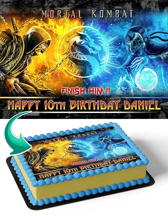 Cakecery Mortal Kombat MC 2021 Edible Cake Image Topper Personalized Birthday Cake Banner 1/4 Sheet
