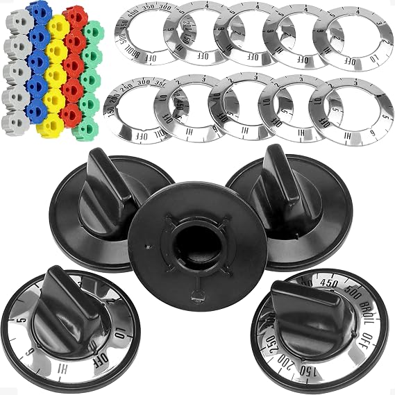 KN002 Stove Knobs Replacement for Roper Whirlpool Electric Stove - 5 Pack