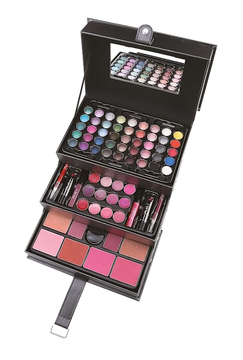 Professional Makeup Large Storage Vanity Case Set, Black Beauty, 82-Piece