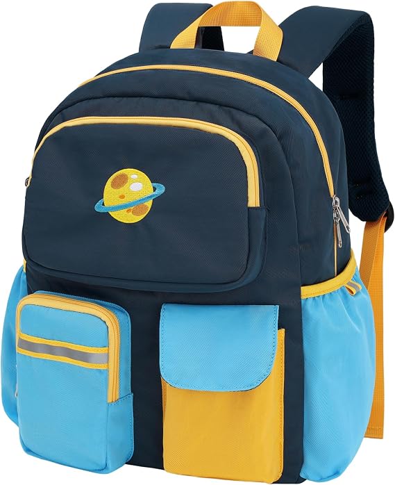 Kindergarten Backpack for Boys - 15 Inch School Bookbag | For PreK-2nd Grade Kids Ages 4-7, Fits Folders, Comfy Padded Straps, Kids Backpack for School and Travel, Dark Blue