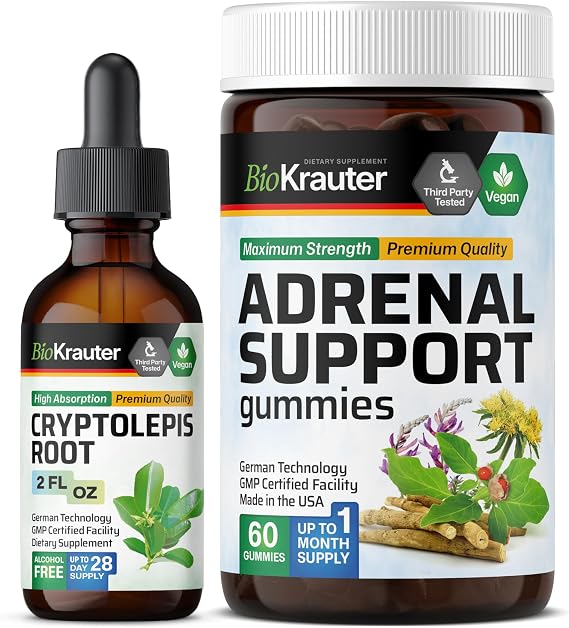 Cryptolepis Tincture 2 Fl. Oz. & Adrenal Support 60 Gummies.