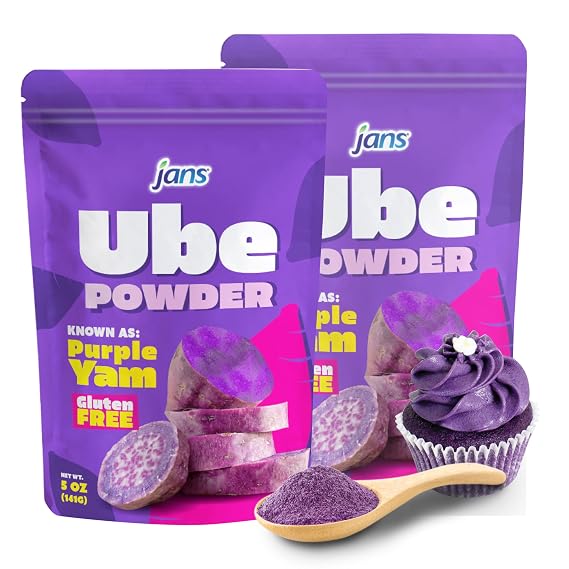 Ube Powder for Baking, 5 oz, Natural Purple Yam Powder by Jans, 2 Pack