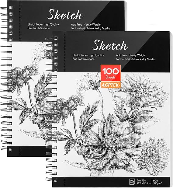 AGPTEK Sketch Book, Art Sketch Book 9''X12, 2 Packs