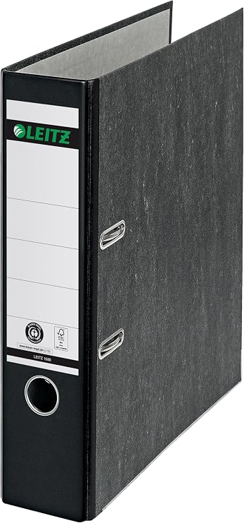 Leitz 2-Ring 3-Inch Premium A4 Sized European Black Marbled Binder, Black (R80)