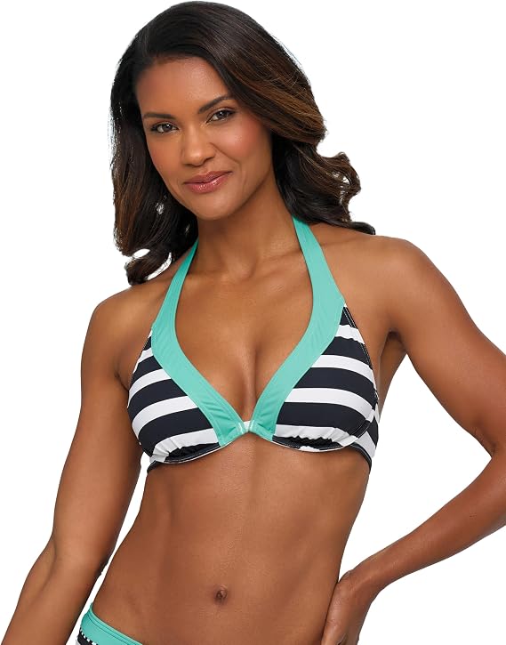 LASCANA Women's Striped Underwire Bikini Top
