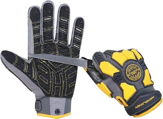 HANDLANDY Anti Vibration Gloves, SBR Padding, TPR Protector, Mechanic Work Gloves