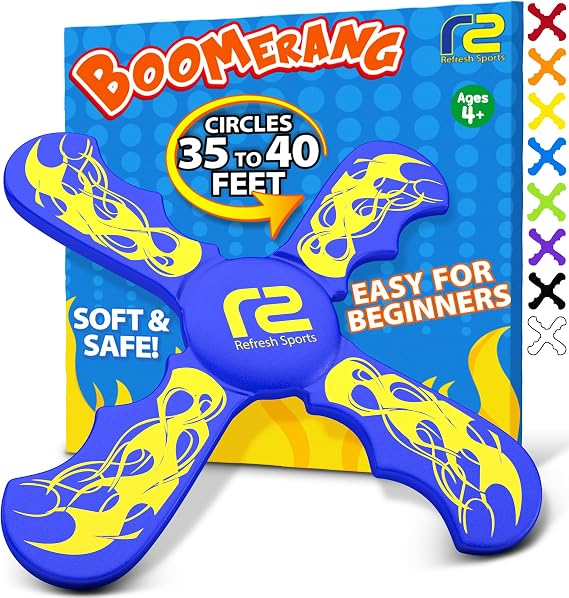 Fun Boomerang for Kids - Stocking Stuffers for Boys and Girls - Soft & Easy Use - Best Gifts for 6 7 8 9 10 11 12 13 Year Old Boy Gifts - 2026 Top Toys for Boys Age 8-12 + Teens Outdoor Boy Gift Ideas
