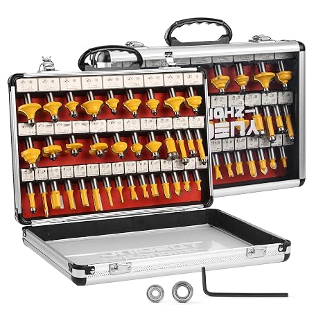 Router Bit Set, 1/2 Inch Shank, 35 Pieces