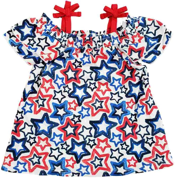 Celebrate Bariatric Supplements Toddler Girls Red White Blue Patriotic Star Cold Shoulder Tank Top Baby Shirt 2T
