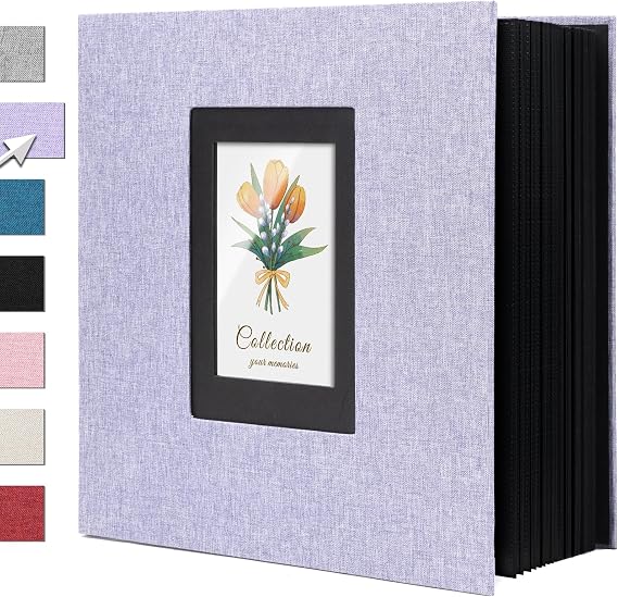 Photo Album 4x6 Large Capacity 1000 Pockets Pictures Linen Cover Books Albums Wedding School Family Anniversary Baby Memory Engagement Travel Albums(Purple, 1000 Pockets)