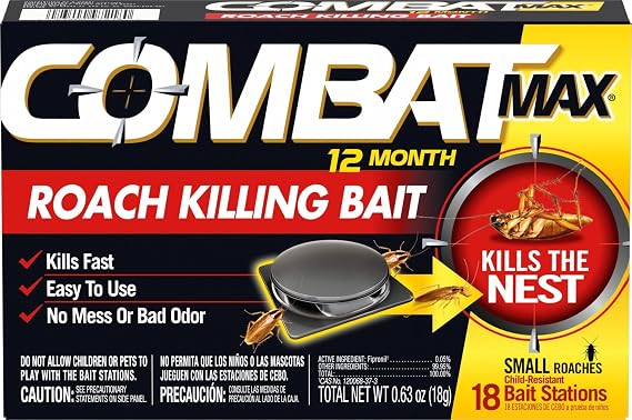 Combat Max 12 Month Roach Killing Bait, Small Roaches, Kill Nest, 18 Count